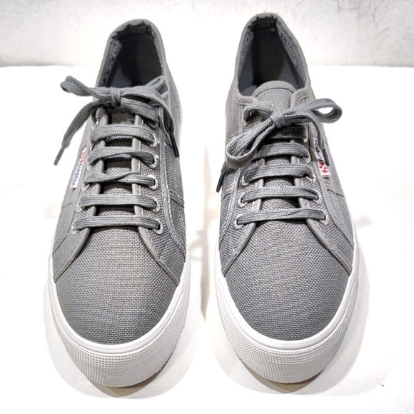 SUPERGA Low Top Platform Sneakers Grey Lace Up Unisex Size Womens 9.5 Men 8 US - Picture 5 of 12